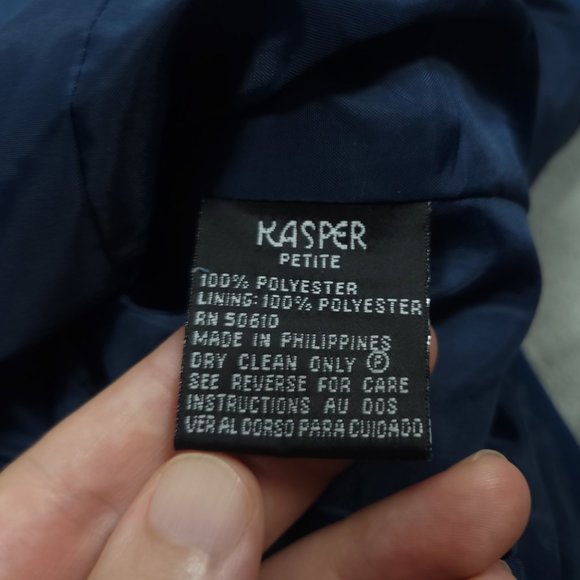 Kasper Petite Blazer Jacket Women's PS Polyester Blend Blue 3 Buttons - Picture 13 of 15